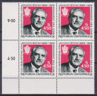 1986 , Mi 1836 ** (2) - 4 Er Block Postfrisch - 100. Geburtstag Von Johann Böhm - Unused Stamps