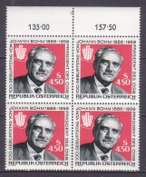 1986 , Mi 1836 ** (3) - 4 Er Block Postfrisch - 100. Geburtstag Von Johann Böhm - Nuovi