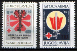 Yugoslavia 1989 Red Cross Cancer Postage Due Tax Charity Surcharge, Set MNH - Timbres-taxe