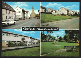 AK Essleben /Kreis Schweinfurt, Strassenpartie Mit Kirche, Spielplatz, Schule  - Schweinfurt