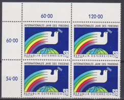 1986 , Mi 1837 ** (1) - 4 Er Block Postfrisch - Internationales Jahr Des Friedens - Unused Stamps