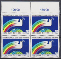 1986 , Mi 1837 ** (2) - 4 Er Block Postfrisch - Internationales Jahr Des Friedens - Neufs
