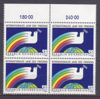 1986 , Mi 1837 ** (3) - 4 Er Block Postfrisch - Internationales Jahr Des Friedens - Nuovi