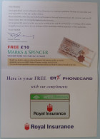 UK  - BT - Promotional - BTP210 - Royal Insurance - 450A - Mint - In Folder - BT Publicitaire Uitgaven