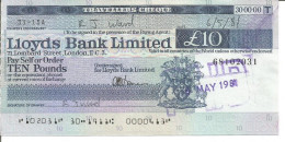 GREAT BRITAIN CHEQUE LLOYDS BANK 10 POUNDS - Andere & Zonder Classificatie