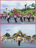 Singapore Dragon Dance During C'HNG At  ANG MO KIO And National Day, SW S6698+S8024, Vintage +/-1970-75,  CPSM_cpc - Singapur