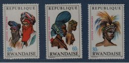 Rwanda, *, Yv 301, 303, 304, Mi 327A, 329A, 330A, SG 297, 299, 300, Coiffes, - Andere & Zonder Classificatie