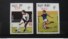 CAMBODGE / CAMBODIA/  Overprinted On Stamps Soccer Italy 1990. - Kambodscha