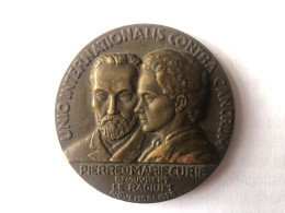 Pierre Et Marie Curie - Ligue Contre Le Cancer - Ex Du Professeur Michel Polonovski - 50 Mm - 68 Gr Bronze - Autres & Non Classés