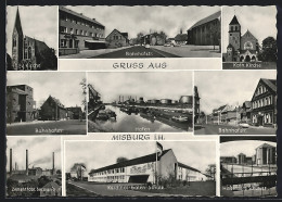 AK Misburg I. H., Bahnhofstrasse, Hindenburg-Schleuse, Zementfabrik Germania  - Autres & Non Classés