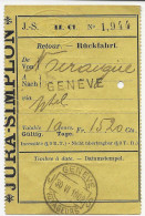 1902 Cachet GENEVE VOYAGEURS Sur Billet Ticket De Train JURA - SIMPLON  De NOIRAIGUE Pour GENEVE - Andere & Zonder Classificatie