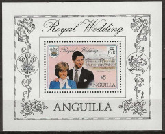 ANGUILLA 1981 Royal Wedding - $5. - Prince Charles, Lady Diana Spencer And Buckingham Palace MNH MINATURE SHEET - Anguilla (1968-...)