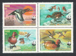 Azerbaijan Birds WWF Ferruginous Duck 4v Block Of 4 2000 MNH SG#480-483 MI#474-477 Sc#704 A-d - Azerbaïdjan