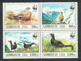 Azerbaijan Birds WWF Caucasian Black Grouse 4v Block Of 4 1994 MNH SG#178-181 MI#161-164 Sc#454 A-d - Azerbaijan