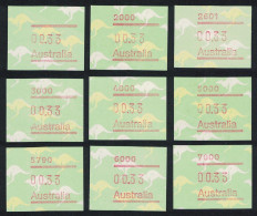 Australia Machine Labels Kangaroo 9v 1985 MNH MI#3+4 - Mint Stamps