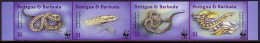 Antigua And Barbuda WWF Antiguan Racer Strip Of 4 Imperf Stamps 2002 MNH SG#3687-3690 - Antigua Et Barbuda (1981-...)