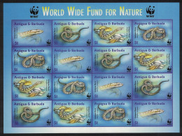 Antigua And Barbuda WWF Antiguan Racer Imperf Sheetlet Of 4 Sets 2002 MNH SG#3687-3690 - Antigua Und Barbuda (1981-...)