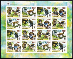 Angola WWF Monkeys Guenons Sheetlet Of 4 Sets Imperf 2011 MNH SG#1815-1818 - Angola