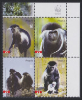 Angola WWF Colobus Monkey 4v Block Of 4 WWF Logo 2004 MNH SG#1717-1720 MI#1745-1748 Sc#1279 A-d - Angola