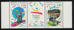 Andorra Fr. Canoe Shooting Olympic Games Barcelona 2v Strip + Label 1992 MNH SG#F461-F462 MI#439-440 - Neufs