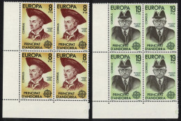 Andorra Sp. Famous People Europa CEPT 2v Corner Blocks Of 4 1980 MNH SG#124-125 - Unused Stamps