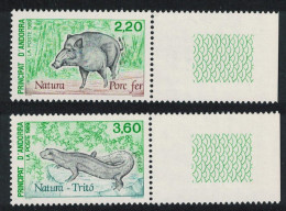 Andorra Fr. Boar Lizard Newt Nature Protection 2v Coin Margins 1989 MNH SG#F422-F423 MI#403-434 Sc#376-377 - Unused Stamps