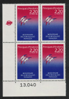 Andorra Fr. Birds Painting By Folon Corner Block Of 4 Control Number 1989 MNH SG#F416 MI#397 - Unused Stamps