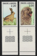 Andorra Fr. Dog Hare Nature Protection 2v Coin Labels 1988 MNH SG#F413-F414 MI#394-395 Sc#367-368 - Ongebruikt