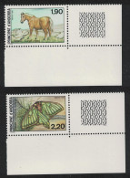 Andorra Fr. Horse Butterfly Nature Protection 2v Corners 1987 MNH SG#F393-F394 MI#382-383 Sc#355-356 - Nuovi