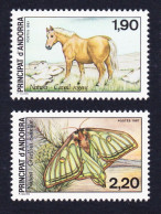 Andorra Fr. Horse Butterfly Nature Protection 2v 1987 MNH SG#F393-F394 MI#382-383 Sc#355-356 - Nuovi