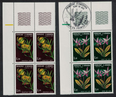 Andorra Fr. Lily Violet Flowers 2v Corner Blocks Of 4 T2 1980 MNH SG#F305-F306 MI#307-308 Sc#281-282 - Ongebruikt