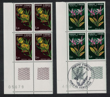 Andorra Fr. Lily Violet Flowers 2v SW Corner Blocks Of 4 1980 MNH SG#F305-F306 MI#307-308 Sc#281-282 - Ongebruikt