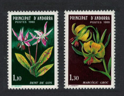 Andorra Fr. Lily Violet Nature Protection Flowers 2v 1980 MNH SG#F305-F306 MI#307-308 Sc#281-282 - Nuovi