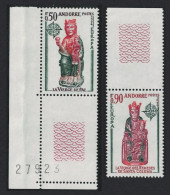 Andorra Fr. Church Sculptures Europa CEPT 2v Bottom Coin Margins 1974 MNH SG#F256-F257 - Unused Stamps