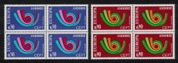 Andorra Fr. Post Horn Europa CEPT 2v Blocks Of 4 1973 MNH SG#F245-F246 - Nuovi