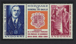 Andorra Fr. General De Gaulle's Visit To Andorra 2v Strip 1972 MNH SG#F243-F244 - Ungebraucht