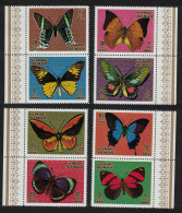 Ajman Butterflies 8v Vertical Pairs 1971 MNH MI#747A-754A - Ajman