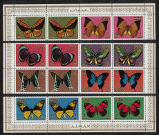 Ajman Butterflies 8v Pair Strips 1971 MNH MI#747A-754A - Ajman