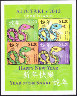 Aitutaki Chinese Year Of The Snake MS 2013 MNH SG#MS812 Sc#599 - Aitutaki