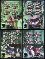 Aitutaki WWF Blue Moon Butterfly 4 Sheetlets 4 Sets 2008 MNH SG#723-726 MI#778-781 Sc#539-542 - Aitutaki
