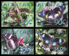Aitutaki WWF Blue Moon Butterfly 4v 2008 MNH SG#723-726 MI#778-781 Sc#539-542 - Aitutaki