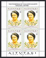 Aitutaki 95th Birthday Of Queen Mother Sheetlet Of 4 1995 MNH SG#688 Sc#511 - Aitutaki
