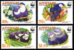 Aitutaki WWF Birds Tahitian Blue Lorikeet 4v 2002 MNH SG#717-720 MI#772-775 Sc#533-536 - Aitutaki