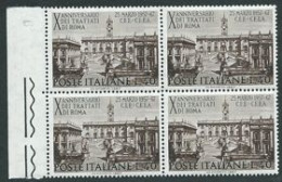 Italia, Italy, Italien, Italie 1967; Anniversario Dei Trattati Di Roma , Lire 40. Quartina Di Bordo. Nuovi. - Idées Européennes