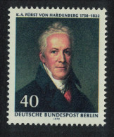 Berlin 150th Death Anniversary Of Karl August Von Hardenberg Statesman 1972 MNH SG#B429 - Unused Stamps