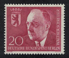 Berlin Walther Schreiber Mayor Of Berlin 1960 MNH SG#B187 - Neufs