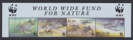 Bequia WWF Leatherback Turtle Top Strip Of 4v WWF Logo 2001 MNH MI#306-309 Sc#303 A-d - St.Vincent E Grenadine