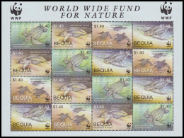 Bequia WWF Leatherback Turtle Sheetlet Of 4 Sets 2001 MNH MI#306-309 Sc#303 A-d - St.Vincent & Grenadines