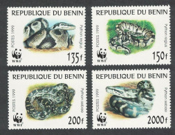 Benin WWF Pythons 4v 1999 MNH SG#1812-1815 MI#1159-1162 Sc#1086 A-d - Benin - Dahomey (1960-...)