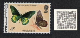 Belize Butterfly 'Battus Belus' 4c Watermark Ww12 Sideways 1974 MNH SG#384 - Belize (1973-...)